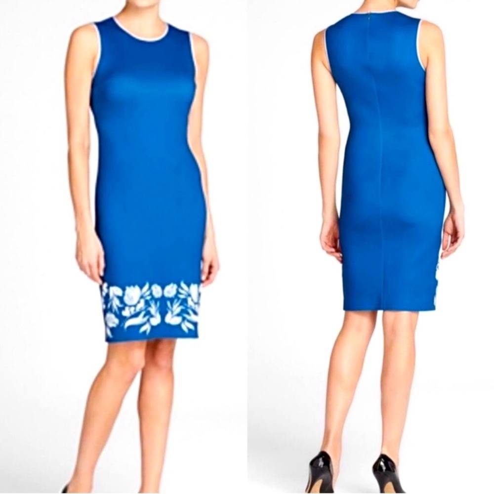 NWOT Clover Canyon Blue Scuba Floral Hem Dress Size Medium